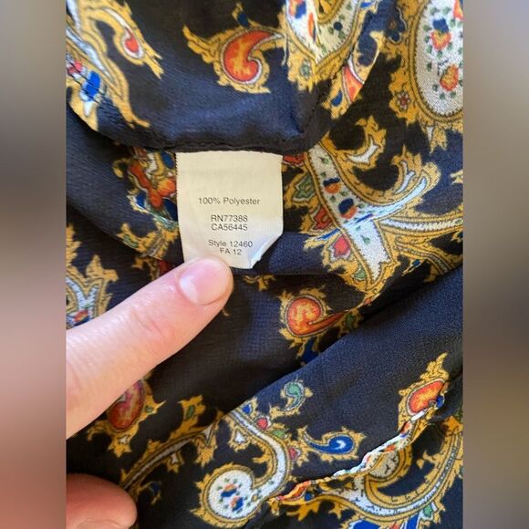 J. Crew women’s size large navy blue & gold royal paisley print swim cover tunic - Picture 4 of 6